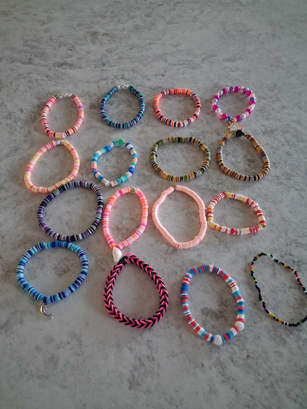 Handmade New Heishi Beaded Bracelet Lot - Multicolor